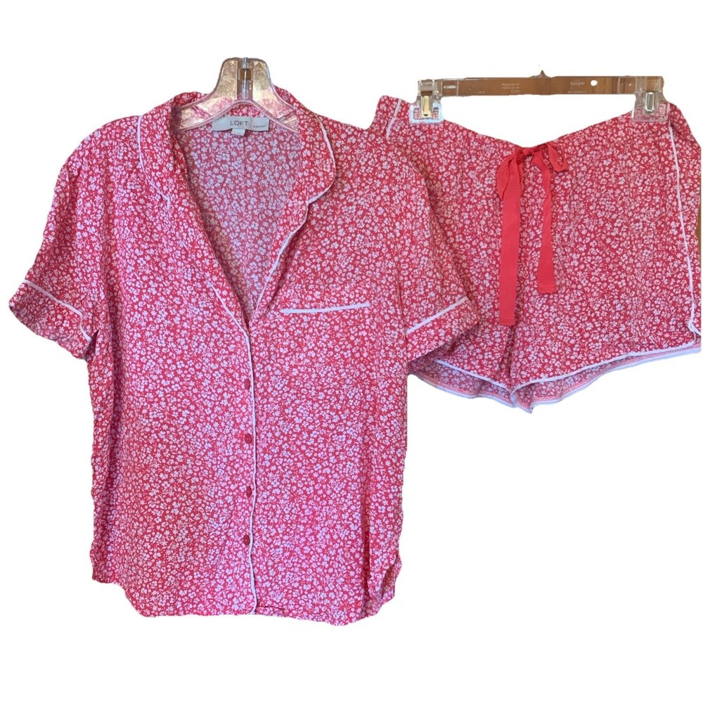 Loft Pink Pajama Set Floral Dainty Coquette Cottagecore Feminine Sz Small/Medium